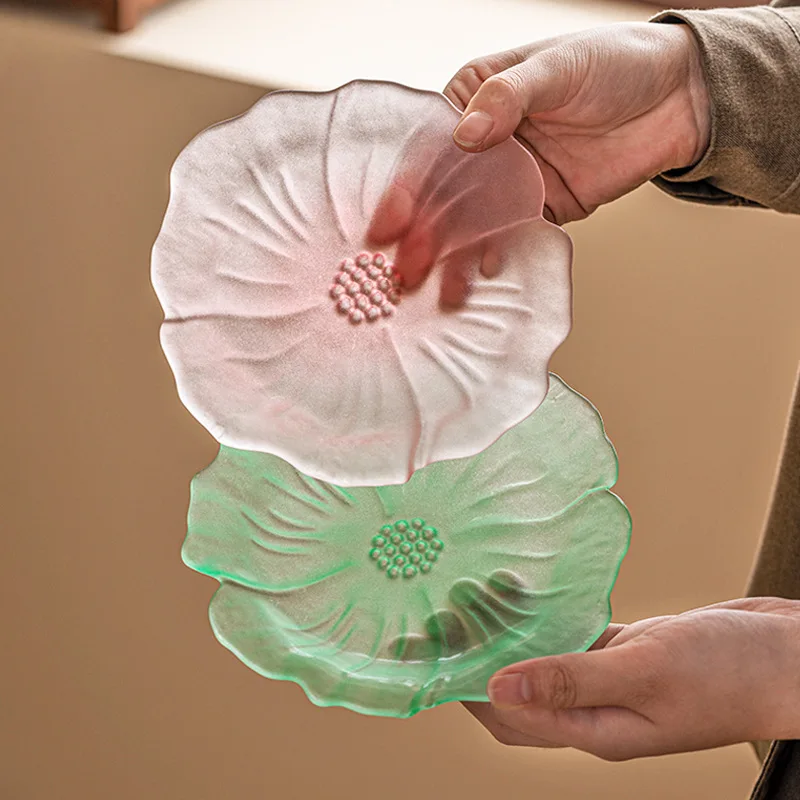 

Хрустальный стеклянный цветочный чайник, поднос, высококачественный аксессуар для чайной церемонии, розовая чайная тарелка