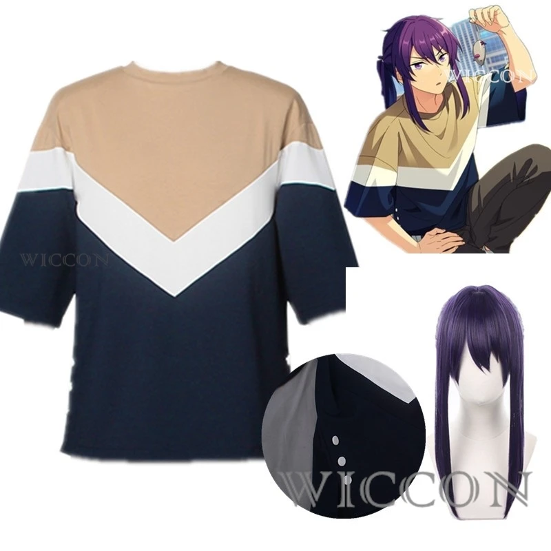 

Souma Kanzaki косплей костюм футболка игра ES ансамбль звезды Souma Kanzaki Длинный фиолетовый парик хвост термостойкие парики парик шапка костюм