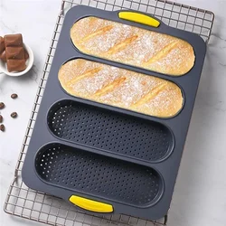 Non-stick 4 Grid Bread Food Mold Baking Mould Restaurant Grade Baguette Bake Tray Anti-scalding Oven Tool Kitchen Cooking Mold