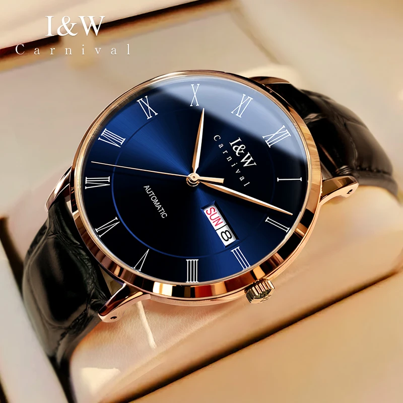 Carnival Brand High-End Series MIYOTA Movement Mechanical Watch foe Men Waterproof Sapphire Glass Week Date Business Watches Men