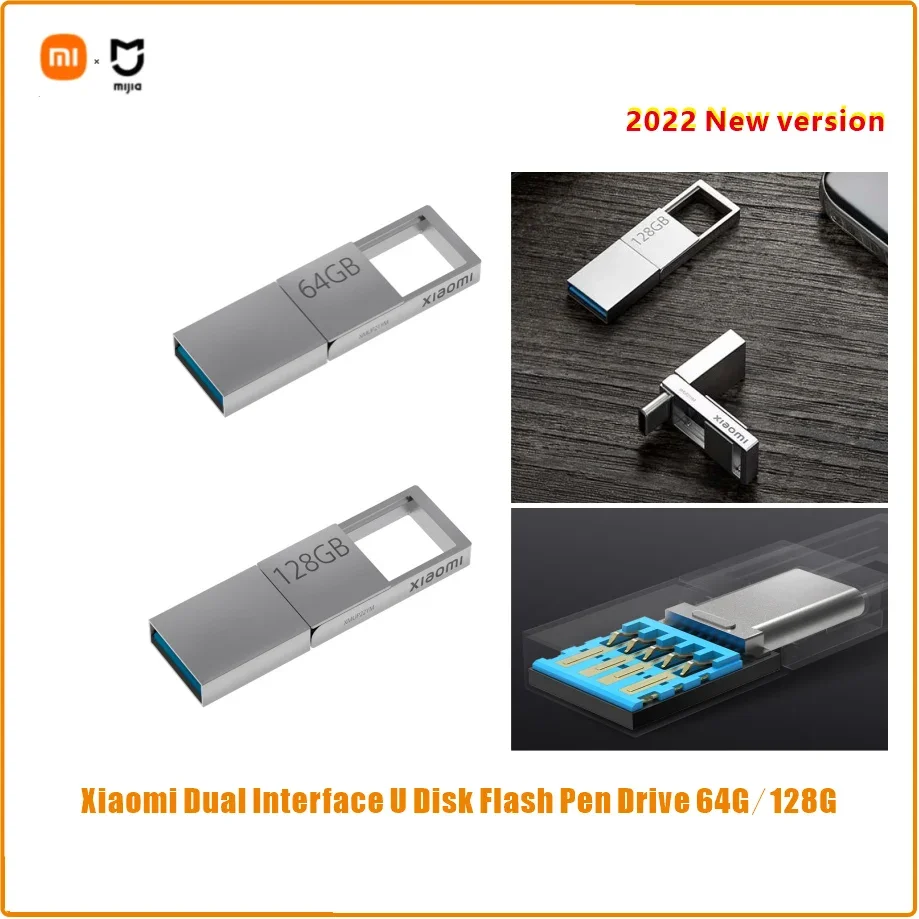 

Xiaomi Dual Interface U Disk Flash Pen Drive 64G 128G Mini Metal Stick USB 3.2 Type-C Type-A Pen Drives Gifts Memory Phone Comp