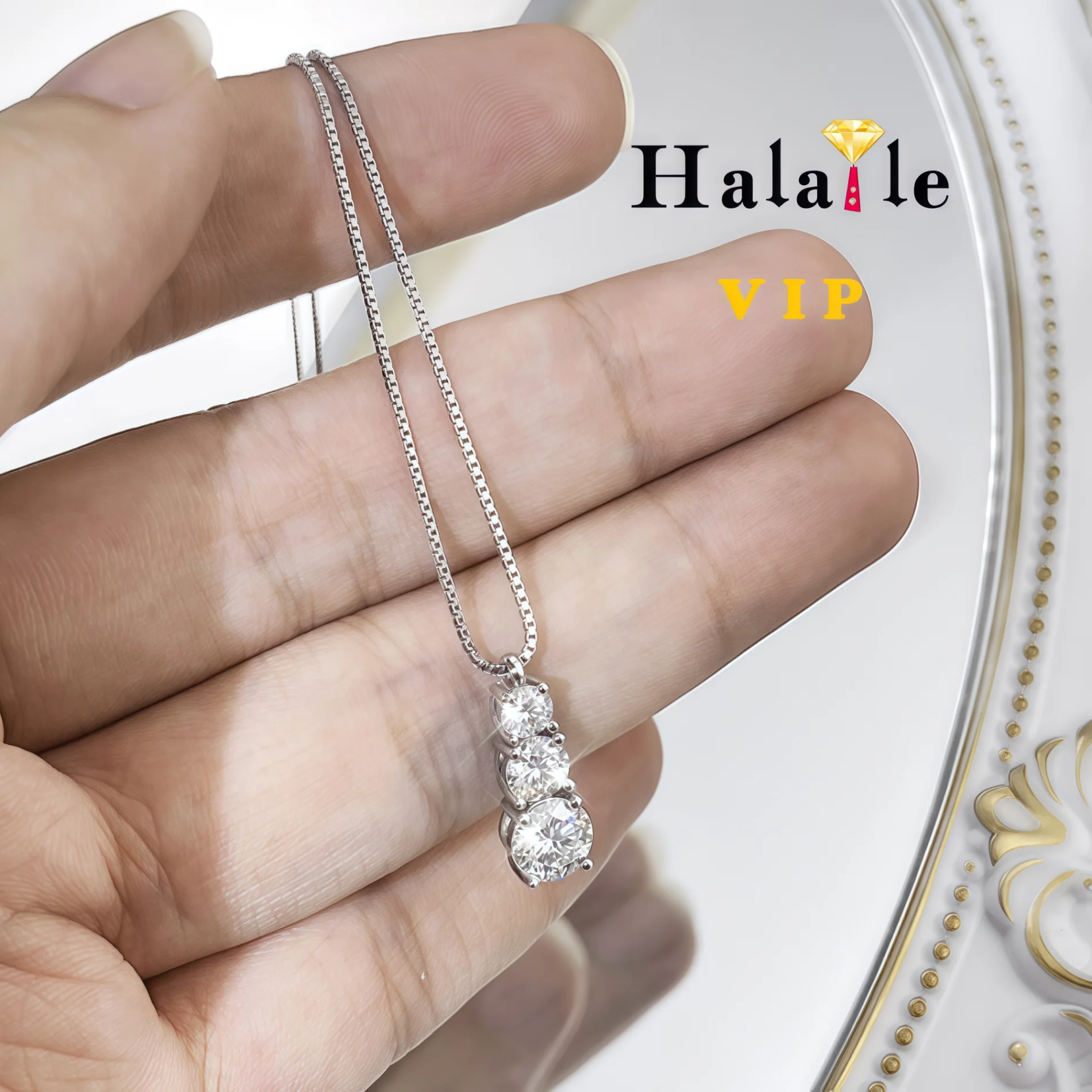 

Halaile D Color Moissanite S925 Sterling Silver Pendant Necklace Neckchain Luxury Fine jewelry Women/Men's Sparkly Gift