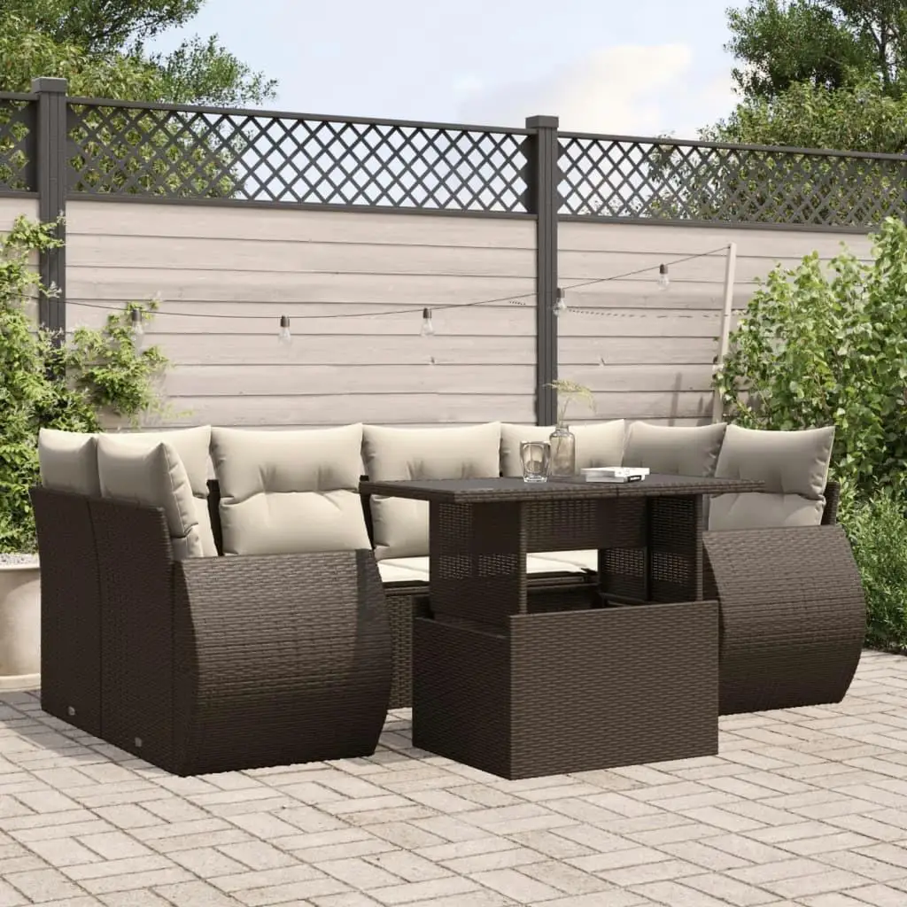 

Stylish Brown and Cream White Garden Sofa Set Comfortable Patio Furniture for Outdoor Relaxation