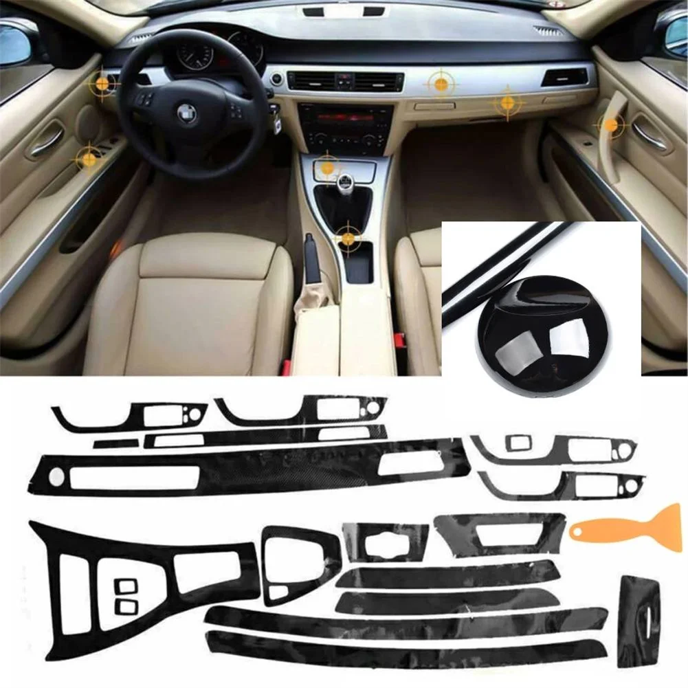 Left/right Dashboard Console Stickers Gloss Black Interior Glossy Wrap Trim Decal For BMW 3 Series (E90 E92 E93) 2005-2012