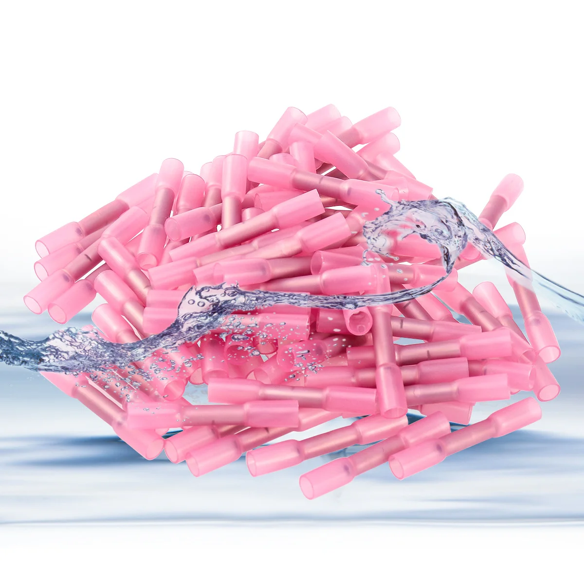 

100pcs Heat Shrink Butt Wire Connectors Crimp Terminals 0 5-1 5mm Pink PVC Copper Waterproof Insulated Sealed Dual Walled