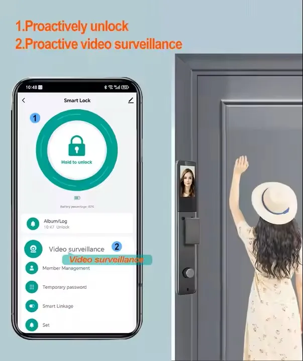 July008 2025 New Style TUYA Face Recognition Electric Smart Fingerprint Lock with Camera Biometric Smart Lock Door Smart Digital