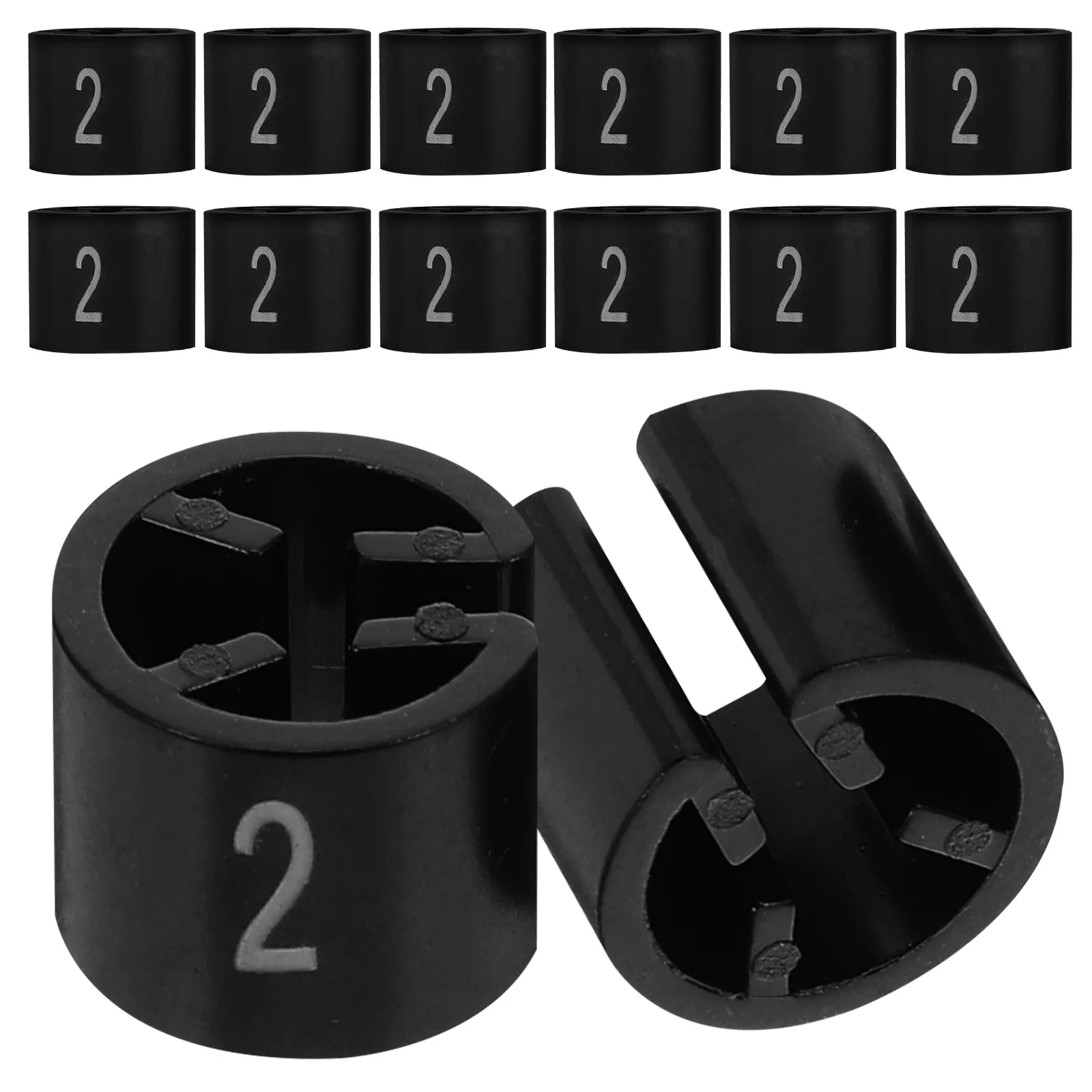 

100 Pcs Clothes Hanger Coding Marker Number Rings Tag Plastic Clip Black Hangers