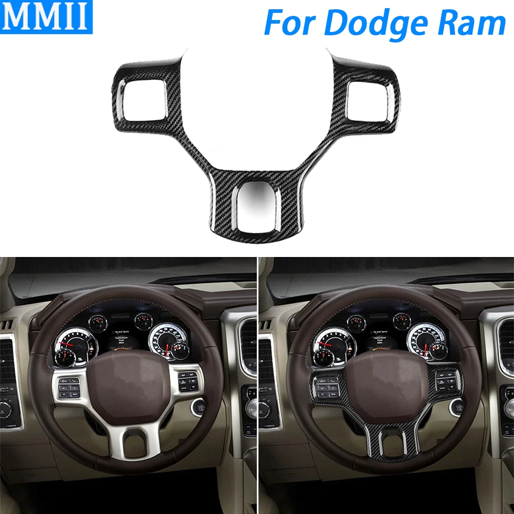 For Dodge Ram 1500 2013-2018 Real Dry Carbon Fiber Steering wheel Panel Trim Cover Car Interior Modification Accessories