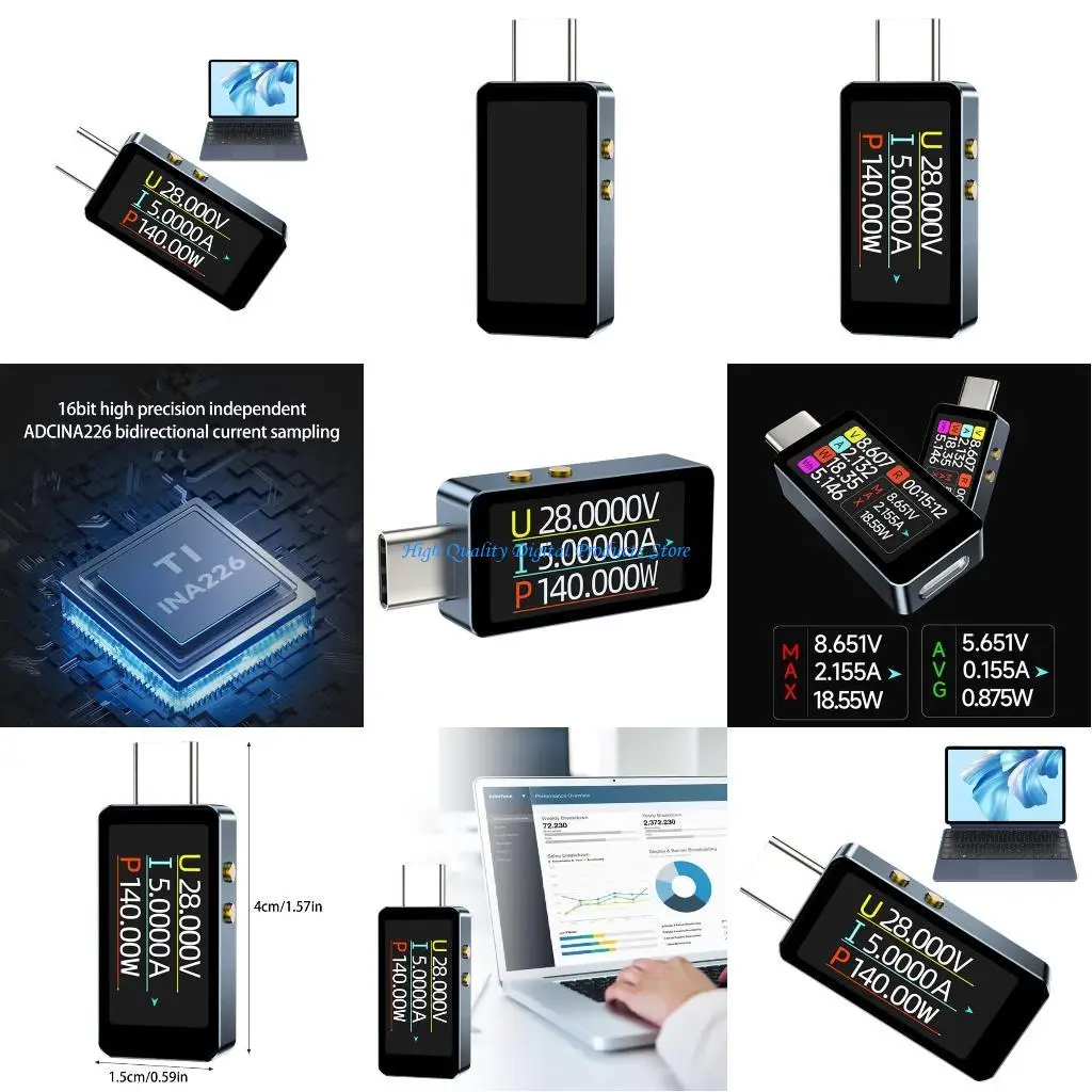 

U2JE USB Type C Current Voltages Capacity Tester for Phone Computer Power Detection