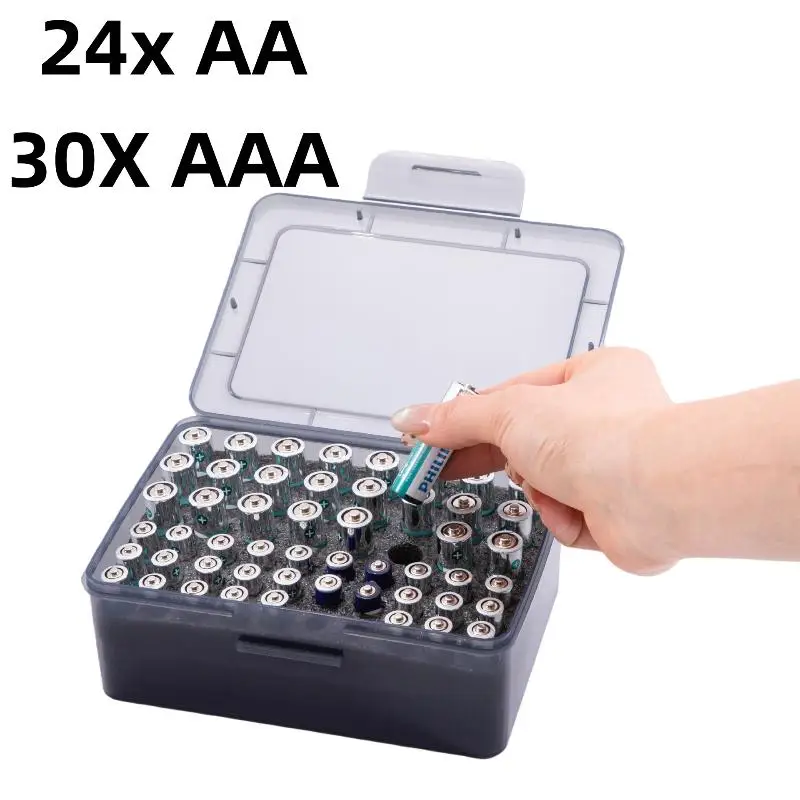 2 Colors Home Garage Drawer Organization Container Dispenser AA AAA Battery Storage Organizer Box Holder Case For 54 Cells