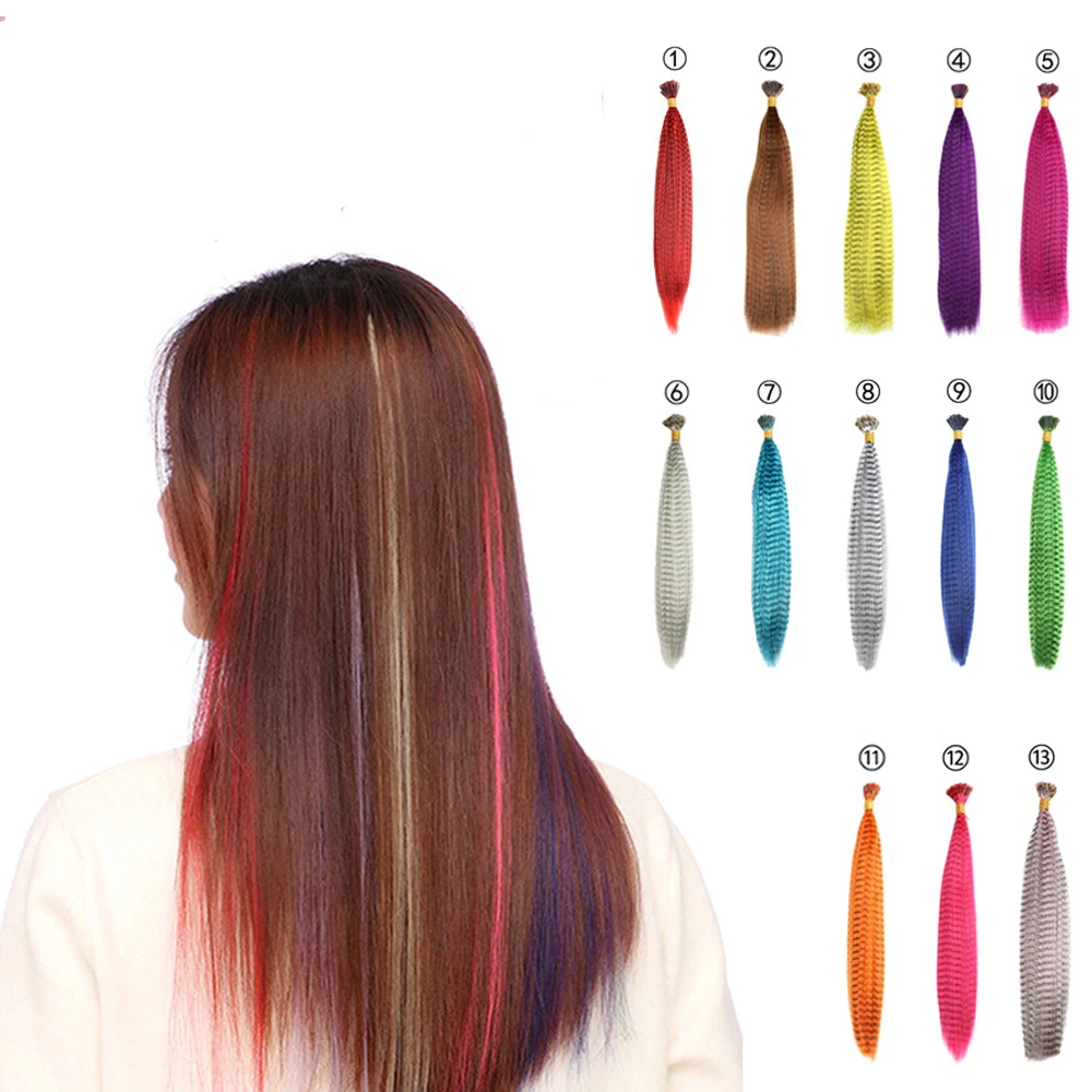 Colored Synthetic Feather Hair Extensions 16 Inch 10 Strands Pack Colorful Feathers Hair Extensions for Women