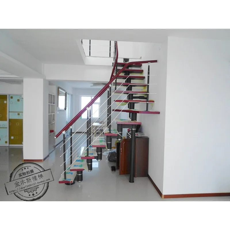 سلم حلزوني مخصص، سلم من الفولاذ والخشب، سلم مزدوج، سلم داخلي منزلي، سلم عللي، ستاي متكامل #1