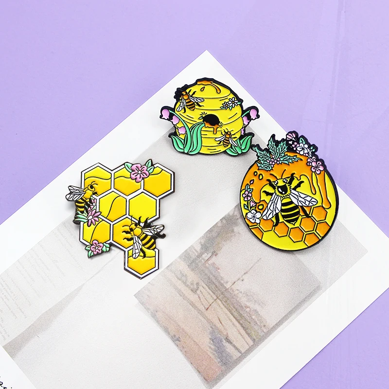 드래곤 도마뱀 Plants Animals 곤충 Lapel Pines Jewelry Wholesale Multicolor Bird Honeybee 하이브 Bee Pin Brooch Enamel Flying