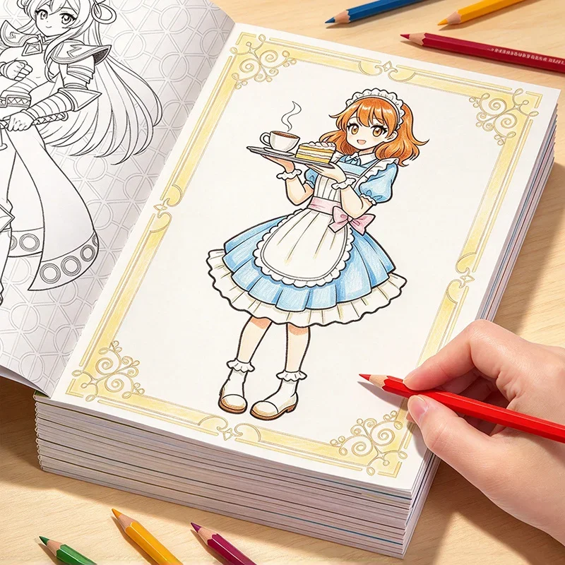 1 Princess Coloring Book Include Theme Drafts As Magic Academy Girls/forest Elves 32 Pages, Birthday Party Handicraft Activities