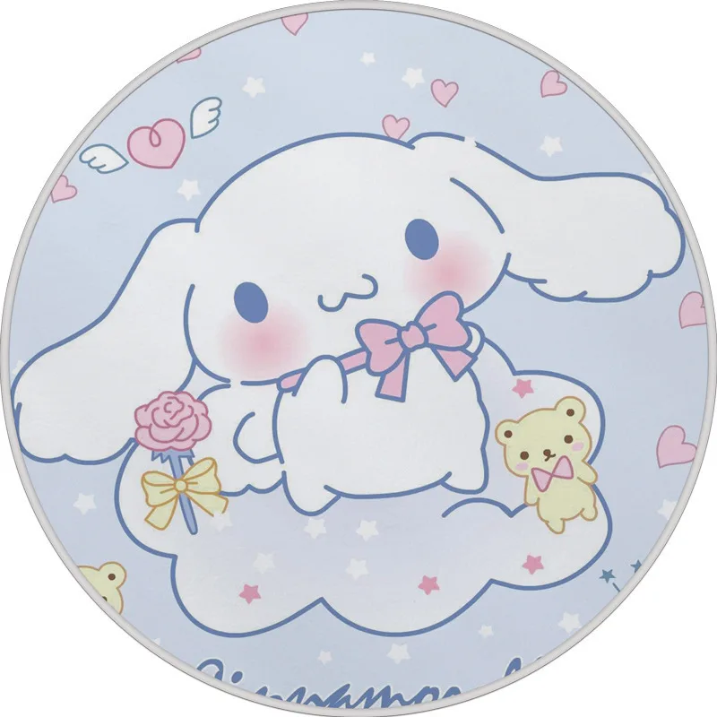 Sanrio-Cinnamoroll 라운드 카펫, 침실 현관 매트 미끄럼 방지 바닥 매트 홈 거실 어린이 방 장식 60-160cm