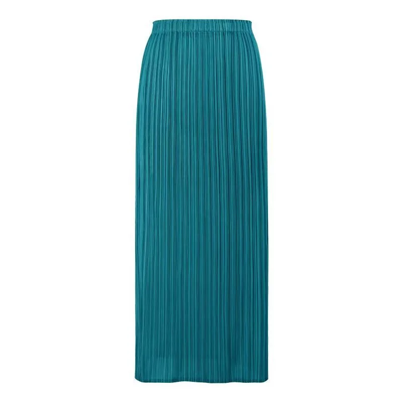 Classy Ruched Pleated Skirt, High Waist, Slim Looking, Straight, Casual FrenchPlus Size Fancy, Spring, Summer, New Arrival