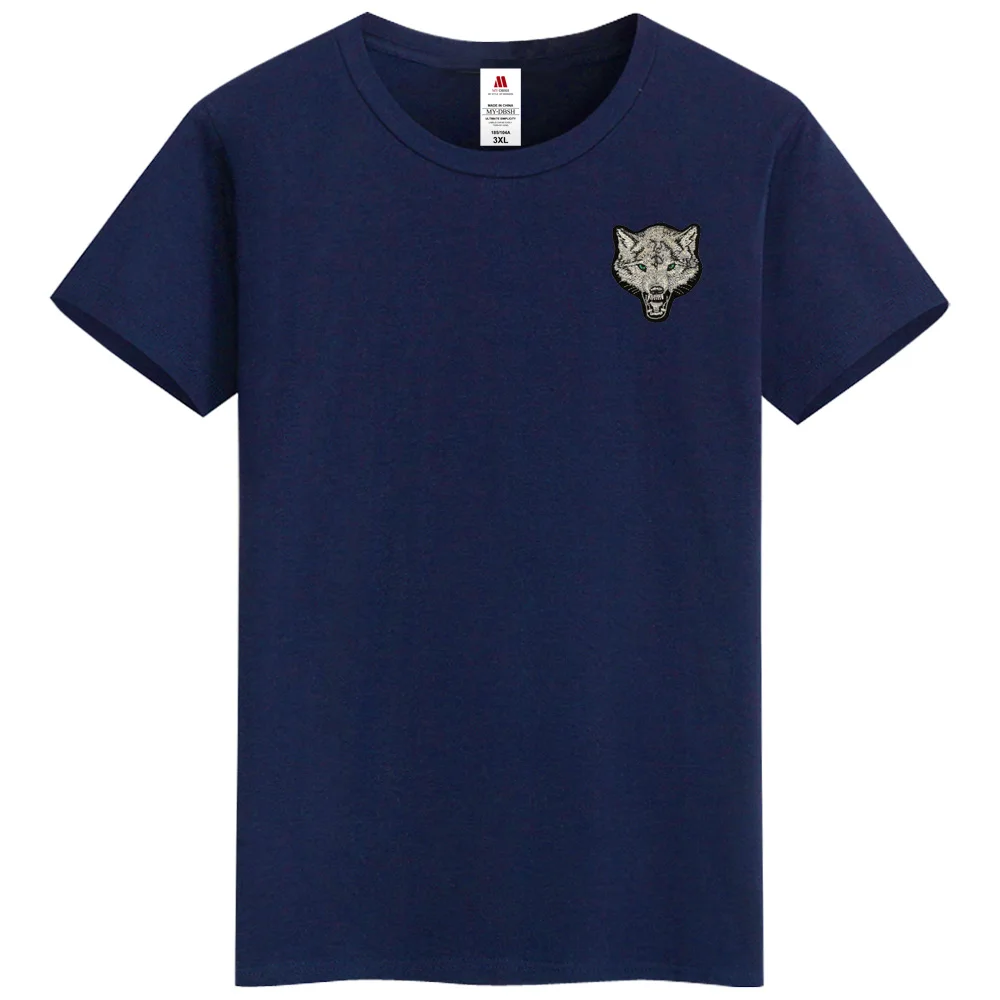 2024 Brand Men\'s Wolf Embroidery Tshirt Cotton Short Sleeve T Shirt Spring Summer Casual Men\'s O neck Slim T-Shirts Size S-5XL