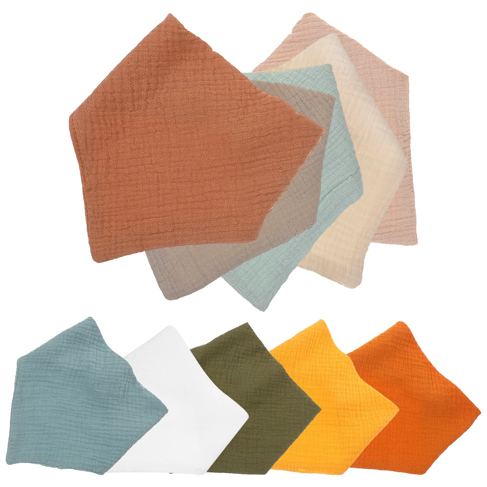 

10pcs Double-layer Gauze Saliva Muslin Bibs Triangle Cotton Washable Unisex Adjustable Infant Decorative