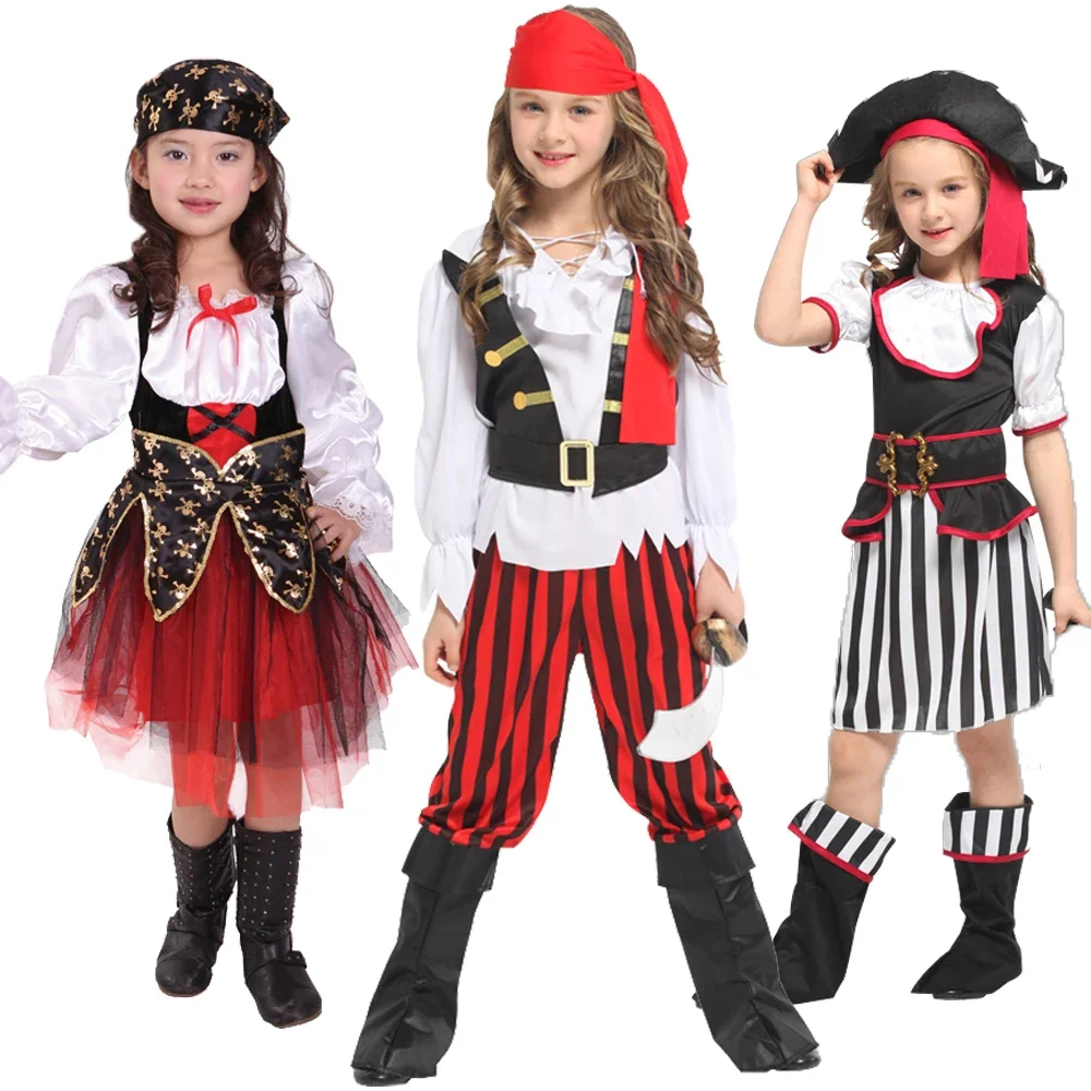 

Carnival Kids Pirate Costume Cosplay Clothing for Boys Children Birthday Party Fancy Dress No Weapon