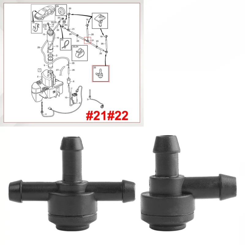 

2pcs Front Windscreen Wiper Washer Valve T L Type For Volvo C30 S60 V40 V70 XC90 UK Car Exterior Accessories