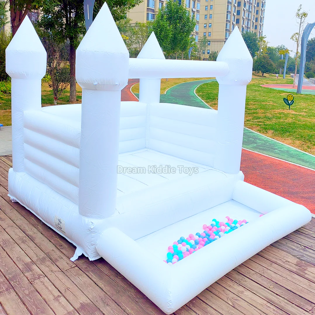 Castelo inflável branco para crianças, Bounce House comercial, Miniatura interior, Ball Pit