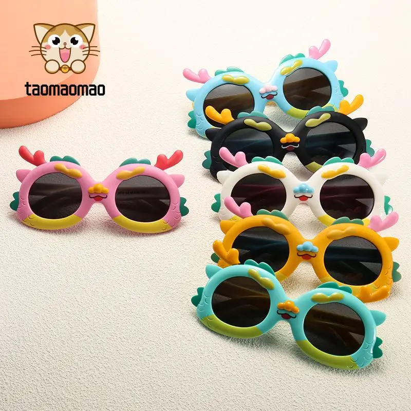 Polarized Cute Little Dragon Man Cartoon Sunglasses UV400 Outdoor Girls Boys Protection Eyewear Silicone Kids UV400 Sun Glasses