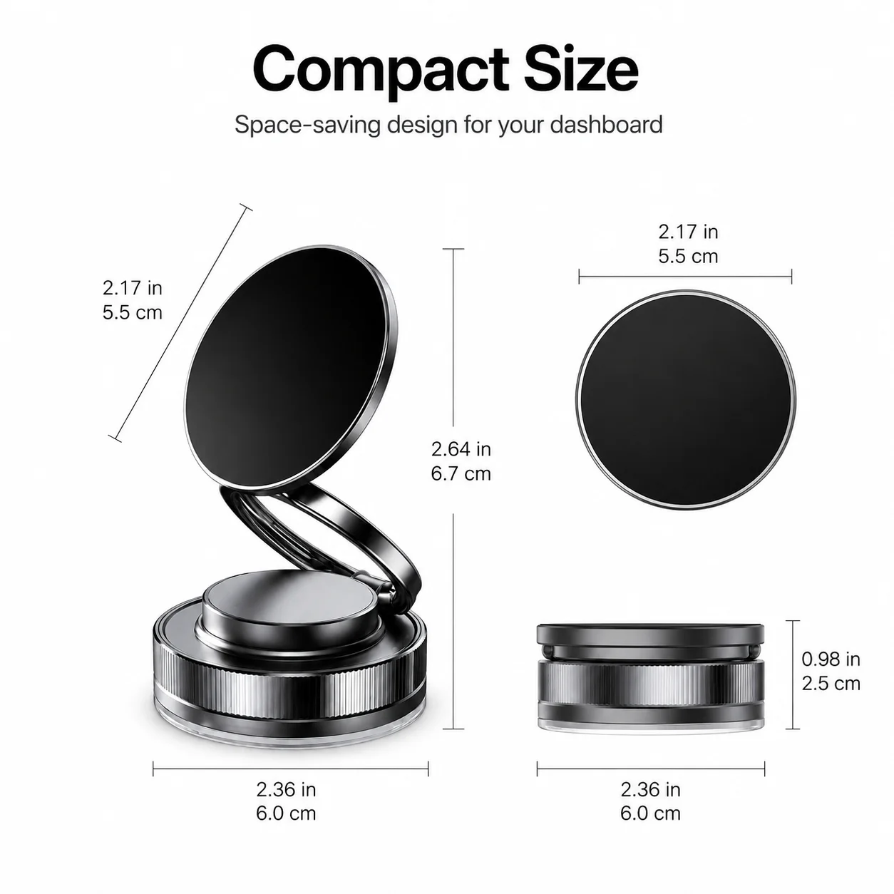 aiw Dashboard Phone Holder 360° Rotatable,Portable Anti-Slip Car Phone Holder Horizontal & Vertical Place,Strong Self-Adhesive D