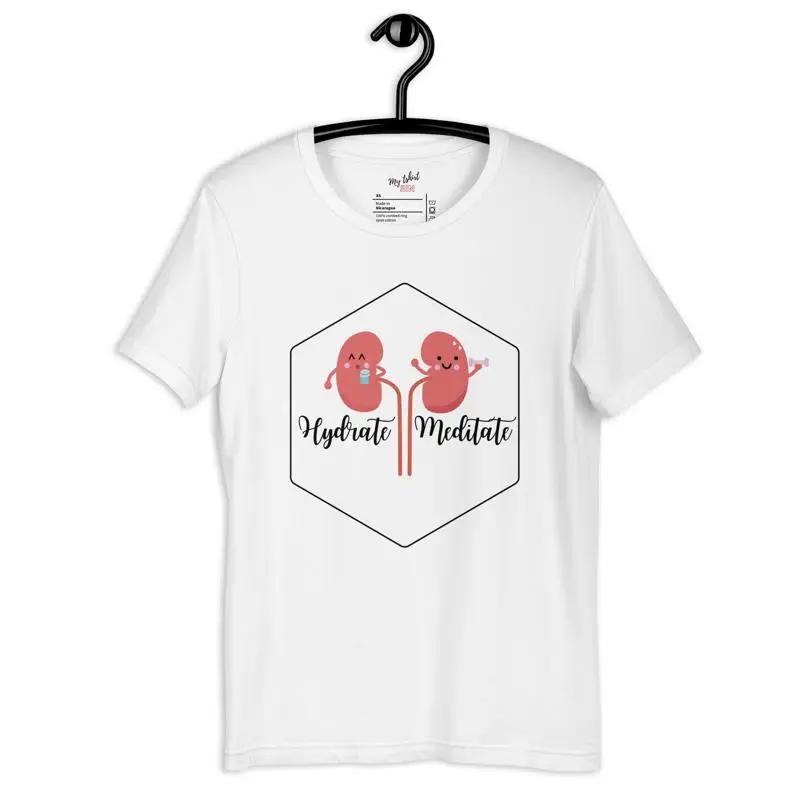 Camiseta de enfermera de diálisis de nefrología, rins, hidrata, meditar, trasplante de riñón, importaciones de salud
