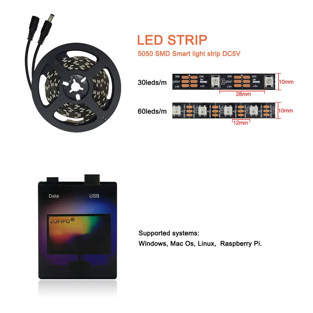 Imagem -05 - Imersivo tv pc Luz de Fundo Faixa Rgb Led Tiras Hdtv Computador Monitor Tela Sincronização de Cores Controle de Vida Inteligente Lâmpadas Ambiente