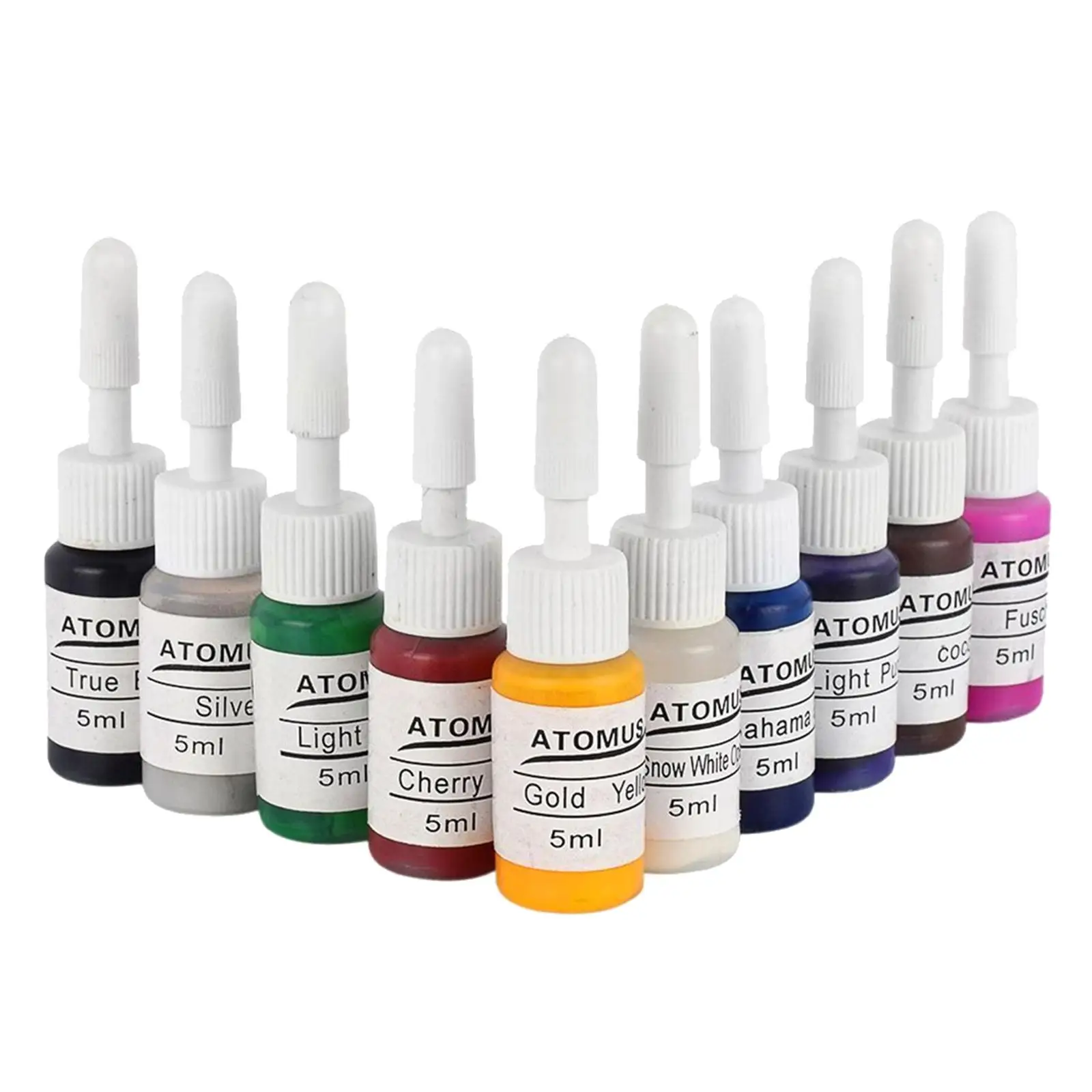 10 Bottles Tattoo Ink Pigment Kit Natural Plant Formula Professional Tattoo Color Set for Permanent Makeup Tattoos