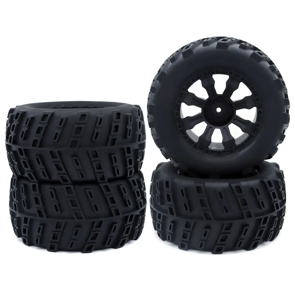 4pcs 120mm 125mm Rubber Tires 1/10 RC Monster Truck Tires and Wheel Rims 12mm Hex For RC Crawler Trxs Himoto HSP HPI Redcat