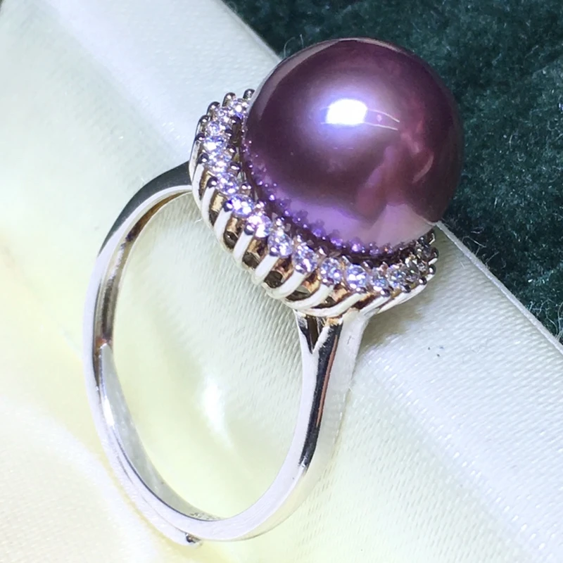 

Classic Women's Natural Pearl Ring Temperament 11-12mm Pearl Ring Sun Style 925 Silver Fashion Jewelry Lover Gift for Girls