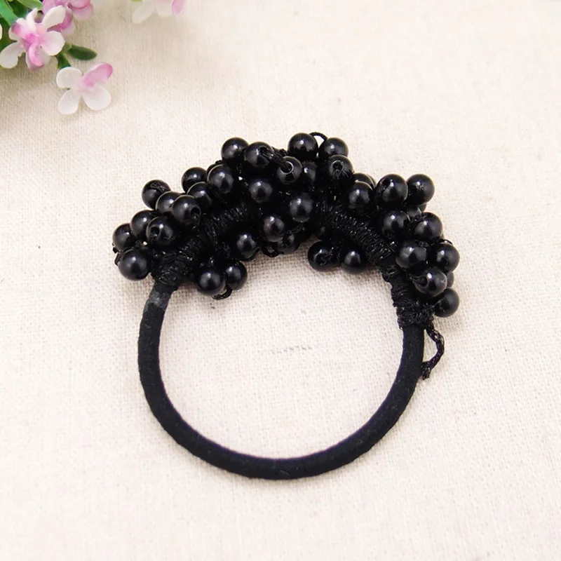 Women Hair Accessories Pearls Beads Headbands Ponytail Holder Girls Scrunchies Vintage Elastic Hair Bands Rubber Rope Headdress