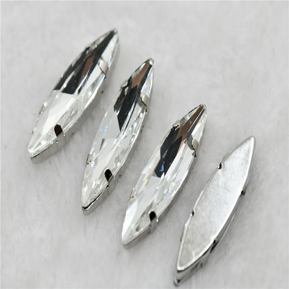 10x35mm 4x15mm Navette stenen Kerst stijl witte k klauw instelling voor sieraden of jurk tassen opnaaien