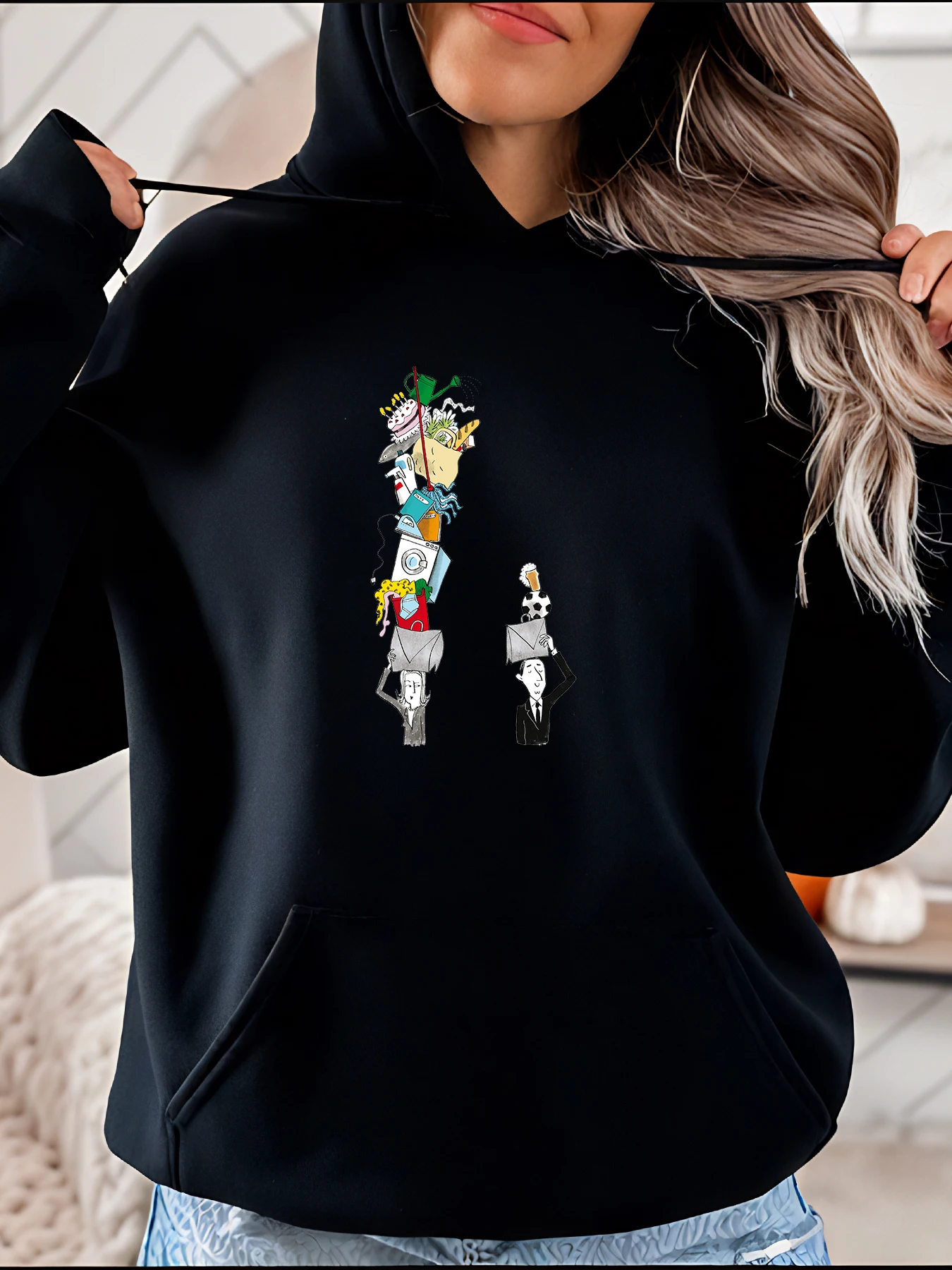 

Толстовка с забавным мультяшным персонажем и принтом, повседневная уличная одежда для женщин 280