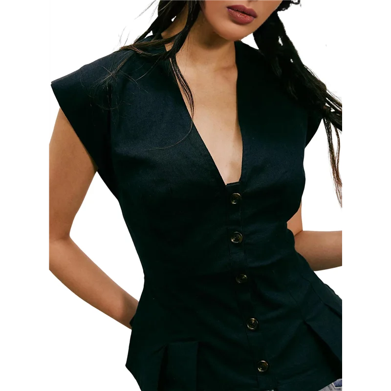 

Women Lace Trim Cardigan Shirt Short Sleeve Button Down Ruffle Hem Blouse Summer Boho Y2K Tops