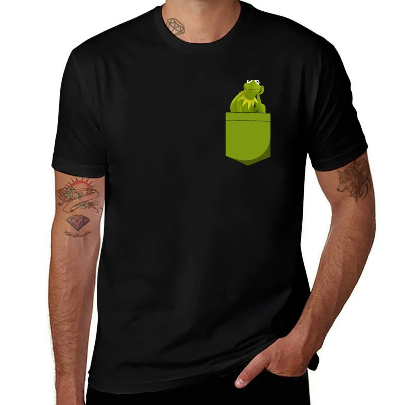 Kermit Pocket T-Shirt Casual Breathable Short Sleeve Top T-Shirt
