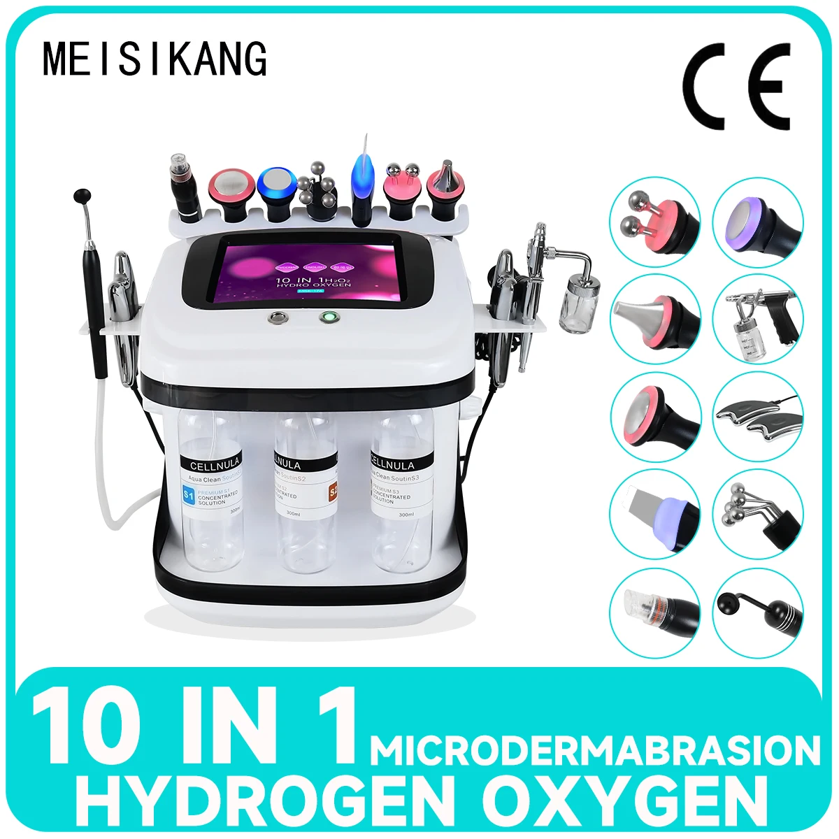 MEISIKANG 10 IN 1 Hydropeeling Machine Hydrodermabrasion Professional Hidrifting H2o2 Lift Skin Facial Aqua Peeling Device