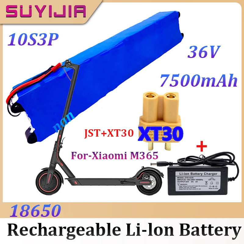 36V 7500mAh Scooter High Power 18650 Rechargeable Battery Pack for Xiaomi M365 Electric Scooter Hoverboard with Built-in BMS