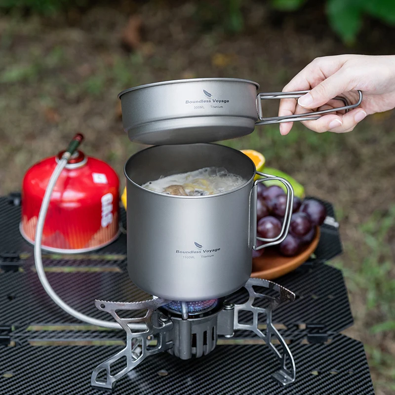Boundless Voyage Titan-Topf- und Pfannenset mit Klappgriffen Camping-Kochgeschirr Outdoor-Kochset Ti2053C – Detail 8