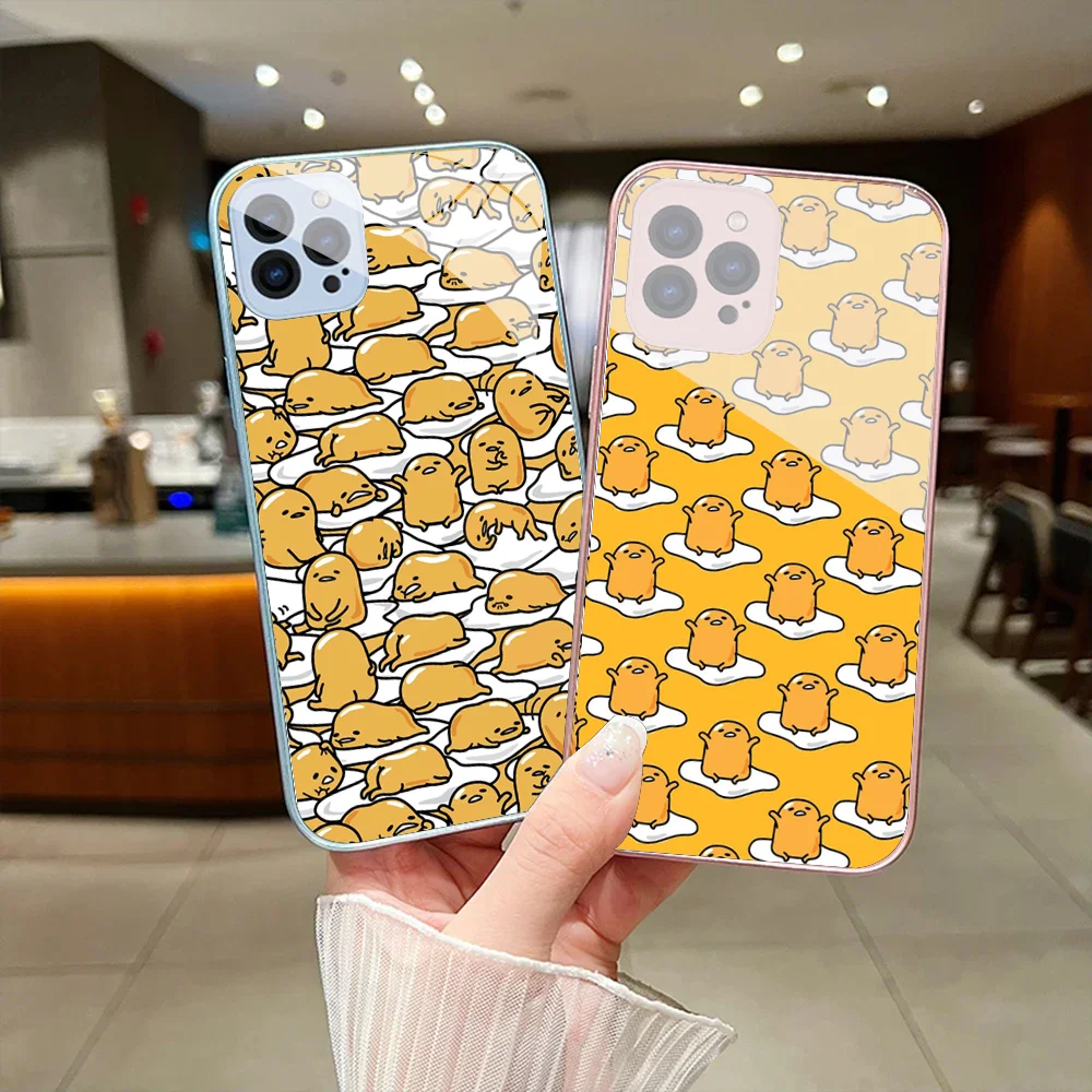 S-Sario G-Gudetama Phone Case For IPhone 15 14 13 12 Mini 11 Pro Max X XS XR 6 7 8 SE Plus Glass Hard Cover