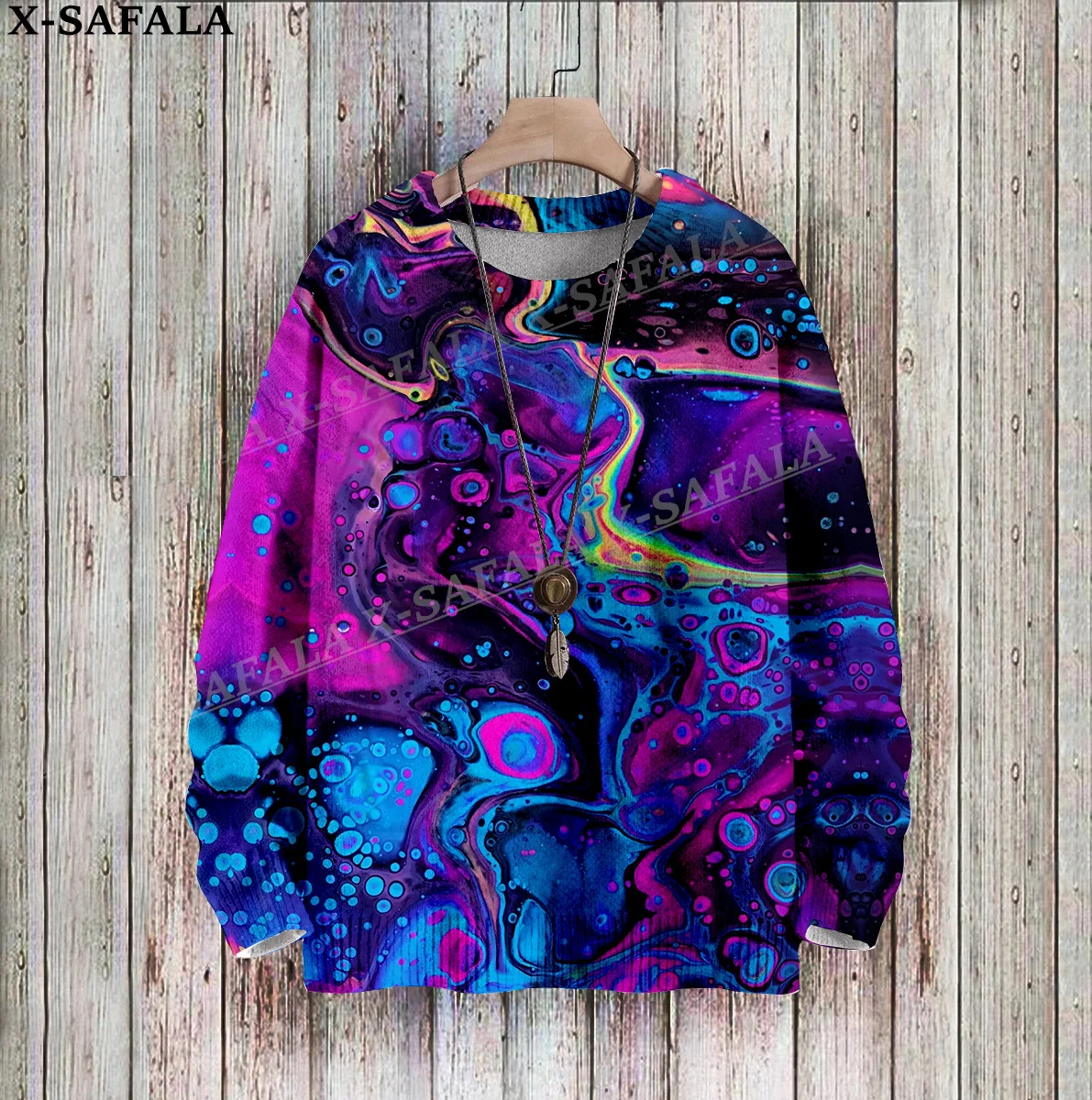 

Hippie Psychedelic Colorful Trippy Sweaters 3D Printed Knit Sweater Funny Gift Jumpers Tops Couple Holiday Party Unisex Casual-2