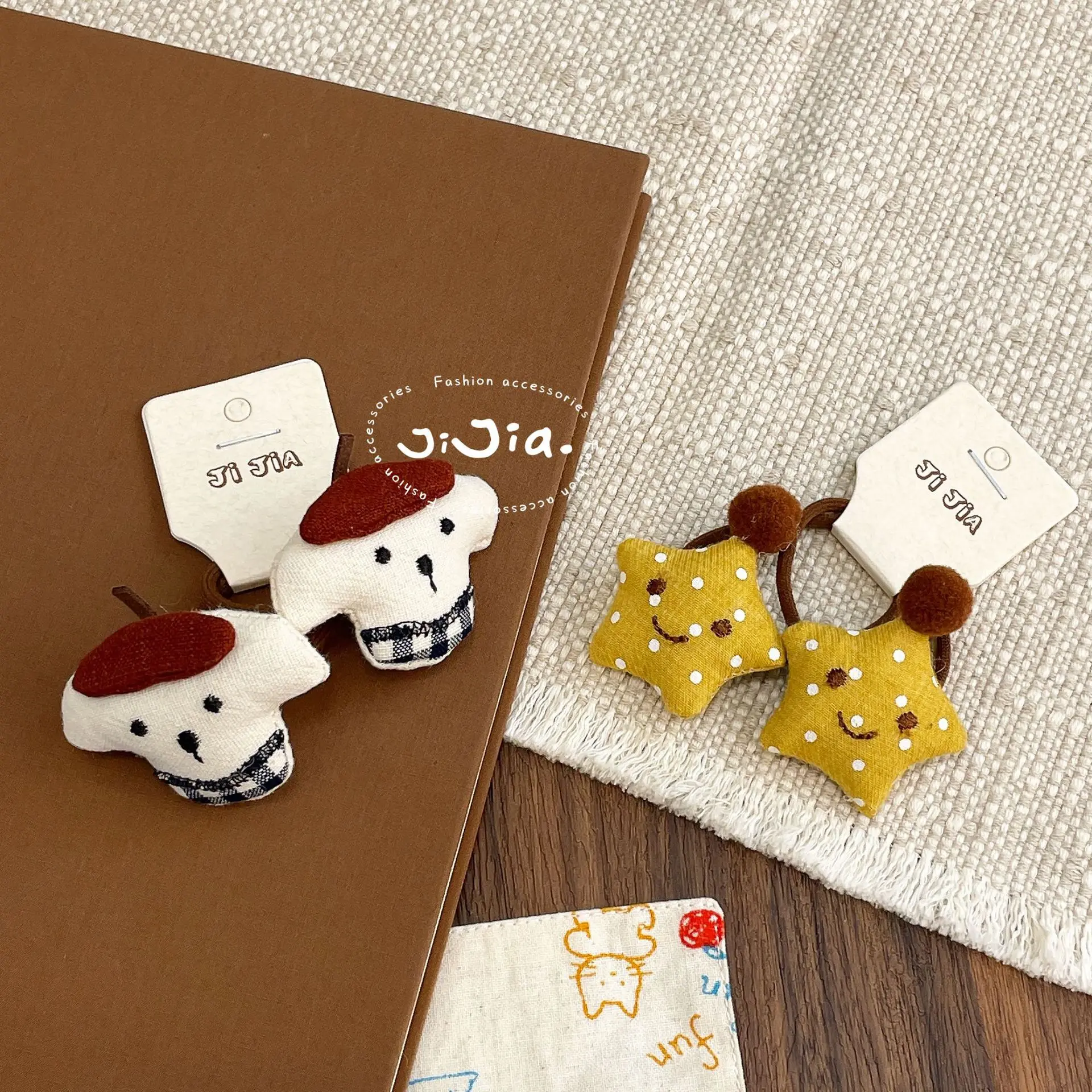 

Gentle Hair Elastics 1 Pair Korean Cartoon Bunny Fabric Scrunchies for Children No Damage Stretchy Hair Ties Forest Theme