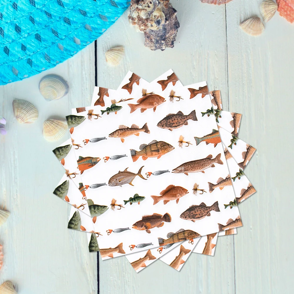 Fishing Themed Party Disposable Tableware Set Paper Plate Cup Napkin Tablecloth Banner Birthday Weedding Party Tableware Supplie view 6