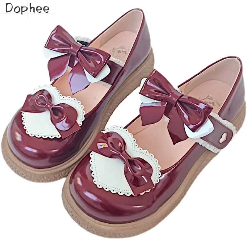 

Dophee Original Lolita Large Toe Shoes Cute Round Head Muffin Bottomed Flat Shoes Sweet Students PU Leather Lolita Shoes