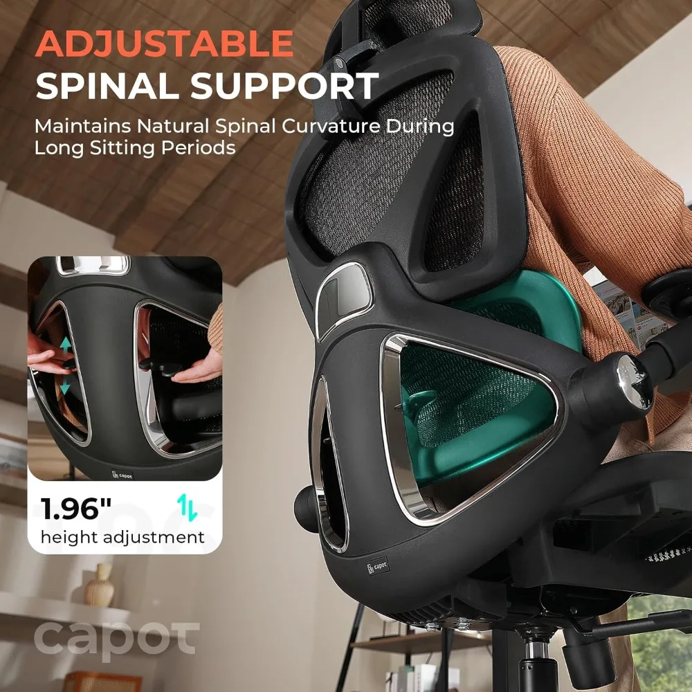 Ergonomic Mesh Office Chair, Adjustable Lumbar High Back Desk Chair 400lbs, 4D Flip-up Arms, 3-Level Tilt Backrest, 3D Headrest