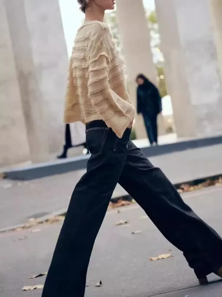 

Женский длинный светящийся круглый вязаный свитер Ne, осеннее новое поступление, многослойное украшение с эффектом похудения, повседневный свитер из полиэстера F...