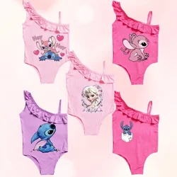 Cartoon Baby Girl Swimsuit One Piece Children Swimwear Stitch Kid Lovely Bikini Bathing Suit Beach Wear Clothes Set