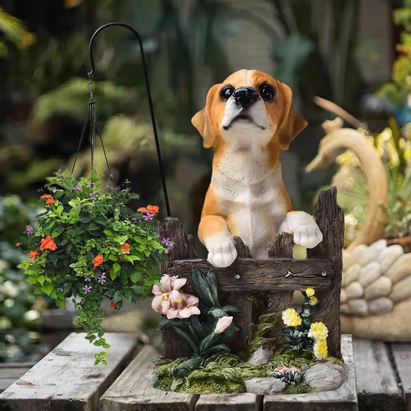 

Simulation Puppy Hanging Basket Flower Pot Resin Handicraft Ornaments Outdoor Garden Courtyard Garden Decoration