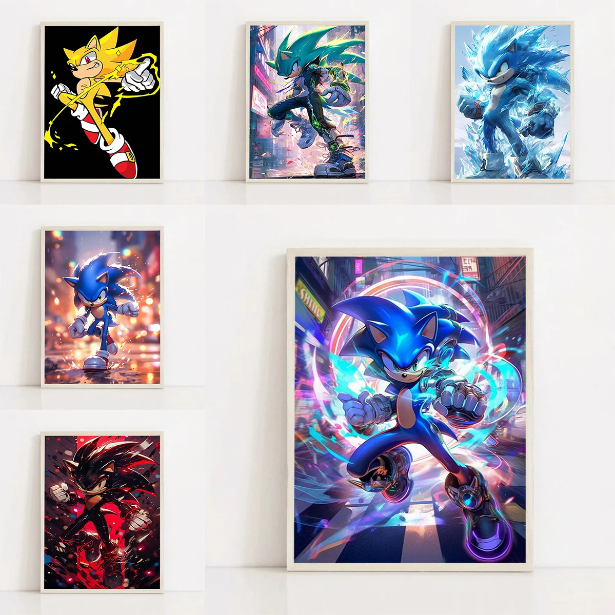 S-Sonic H-Hedgehog Gaming Room Decoration Posters for Wall Decororation Art Painting on Canvas Home Custom Poster Decorations